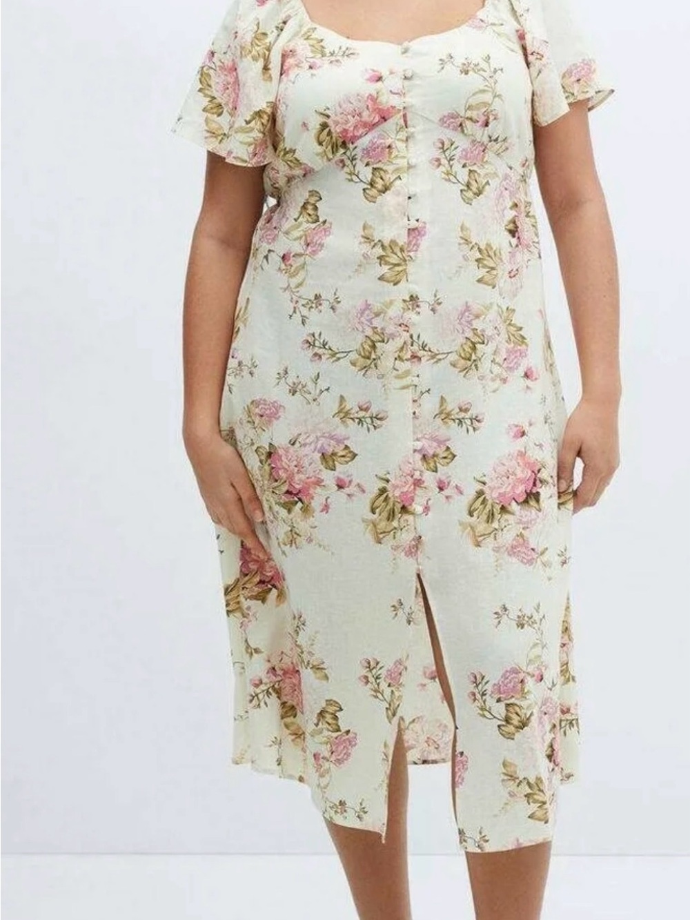 New Mango Button Up Midi Floral Dress